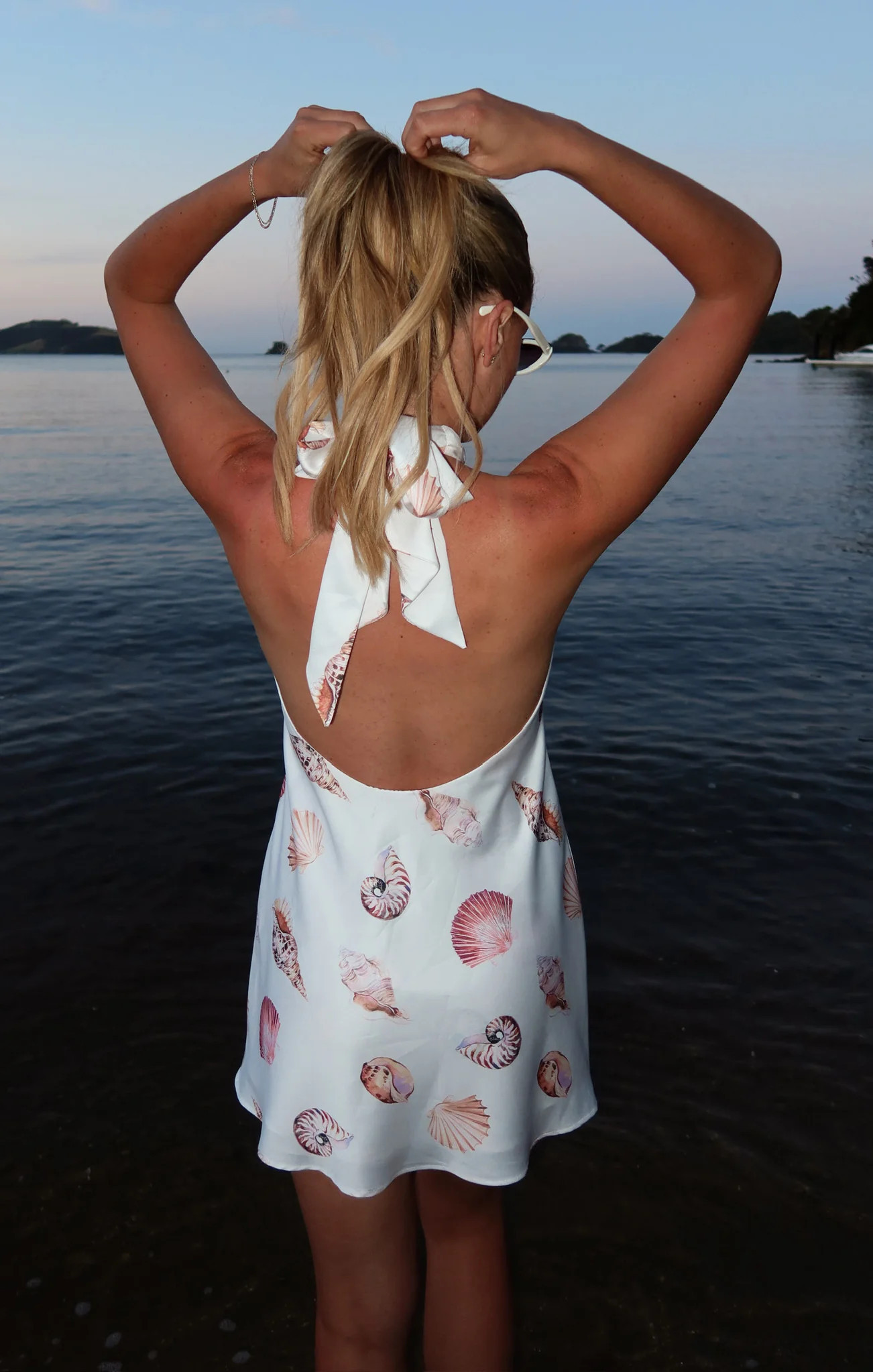 Jasmine Tie Mini Dress, in White Shell Luxe Satin, Size: 2XL | Show Me Your Mumu | Show Me Your Mumu