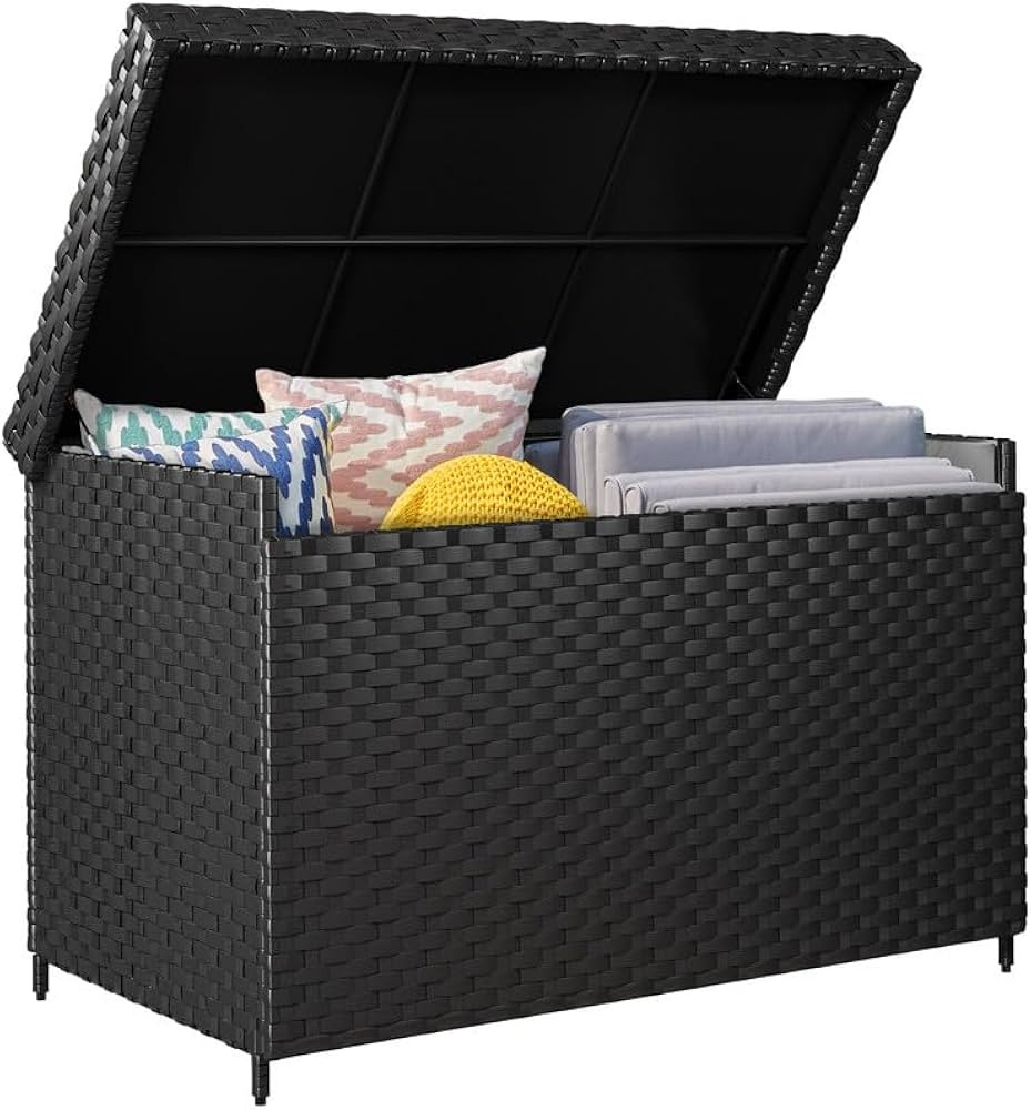 YITAHOME 230 Gallon Wicker Deck Box, XXL All-Weather Outdoor Storage Box, Rattan Storage Bin for ... | Amazon (US)