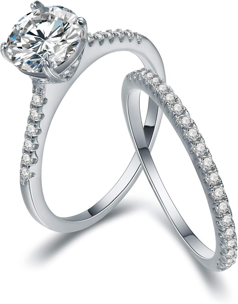 Sego Alchemy 2 CT. Round Cut AAA Cubic Zirconia Stone Sterling Silver/Rose Gold-Plated Bronze Bas... | Amazon (US)