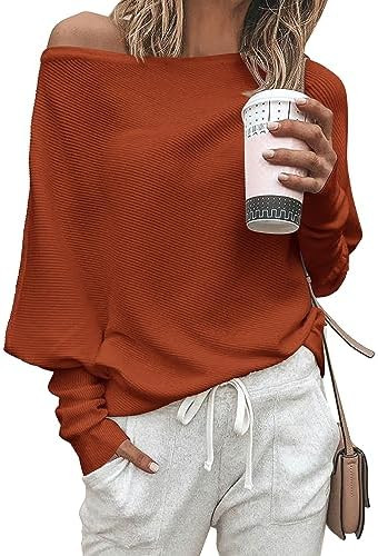 Zenlonr Suéteres de otoño 2025 para mujer, estilo casual, manga larga murciélago, sueltos, hom... | Amazon (US)