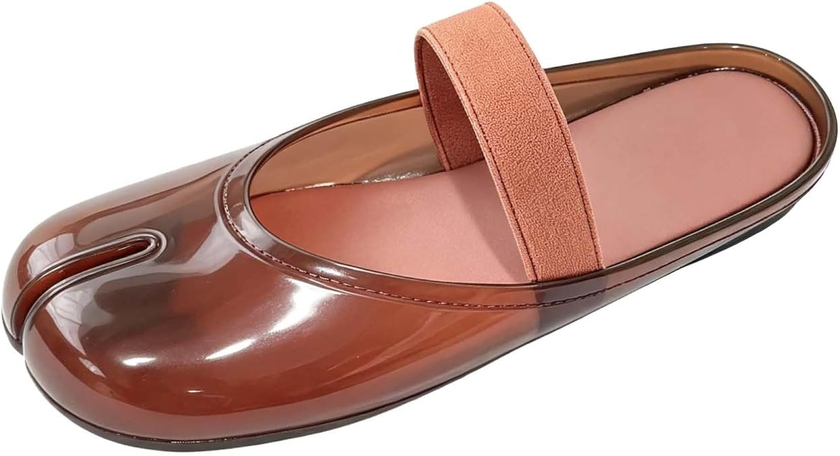 Women's Tabi Flat Sandals Jelly Round Split Toe Flats Clear Slip-On Mules | Amazon (US)