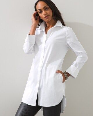 No-Iron Stretch Casual Collared Shirt Tunic | Chico's