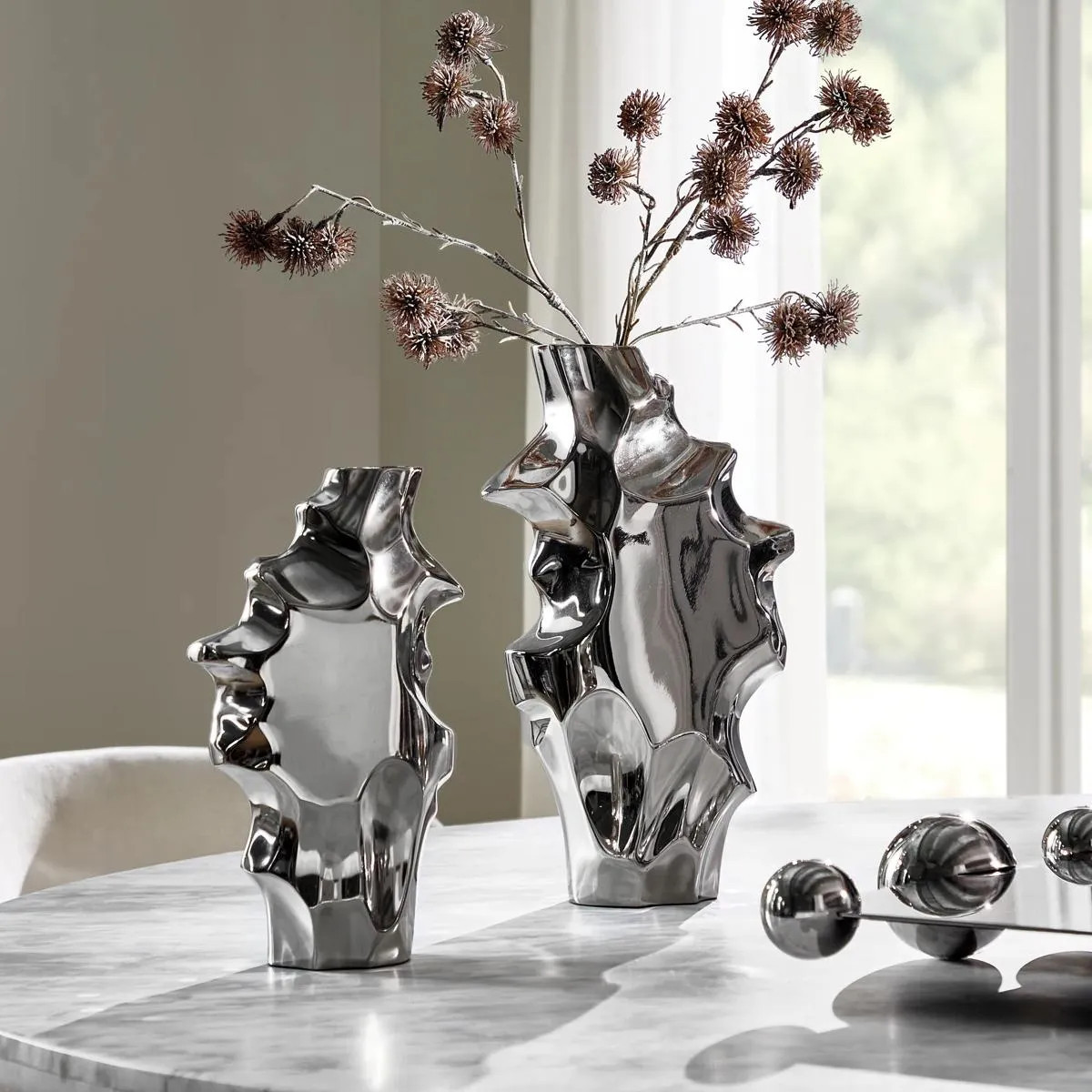 Sculpt Vase | Silver | Décor | Z Gallerie | Large 8.75"W x 4.25"D x 14.75"H | Aluminum | Z Gallerie