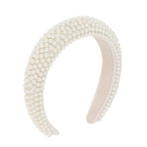 Ondder White Puffy Headbands for Women - Non Slip Fashion & Bride Headband for Wedding | Amazon (US)