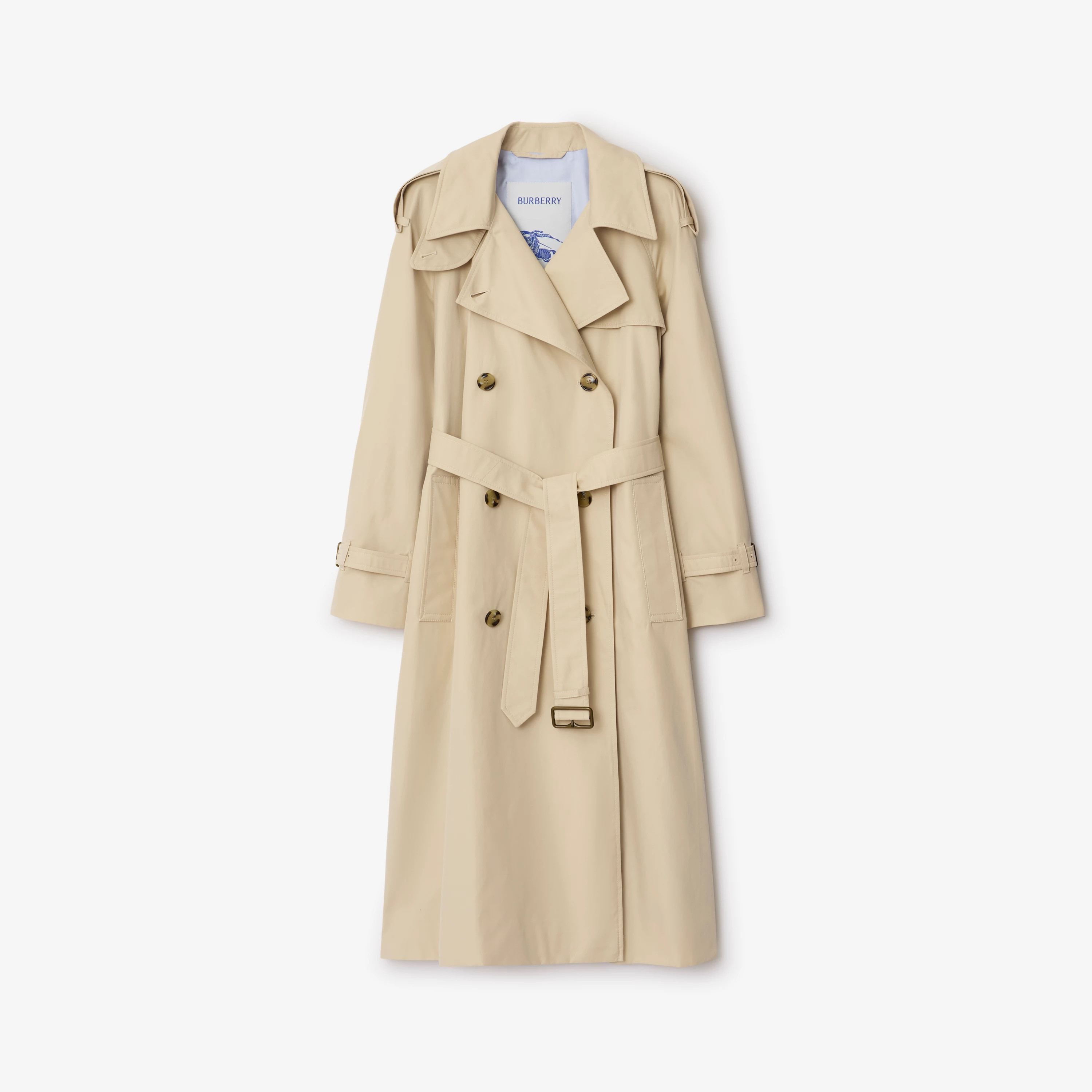 Long Highgrove Castleford Trench Coat in Nutmeg - Women, Cotton | Burberry® Official | Burberry (UK)