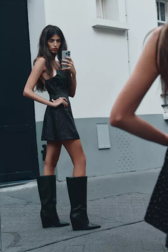 RHINESTONE SATIN EFFECT MINI DRESS | Zara US