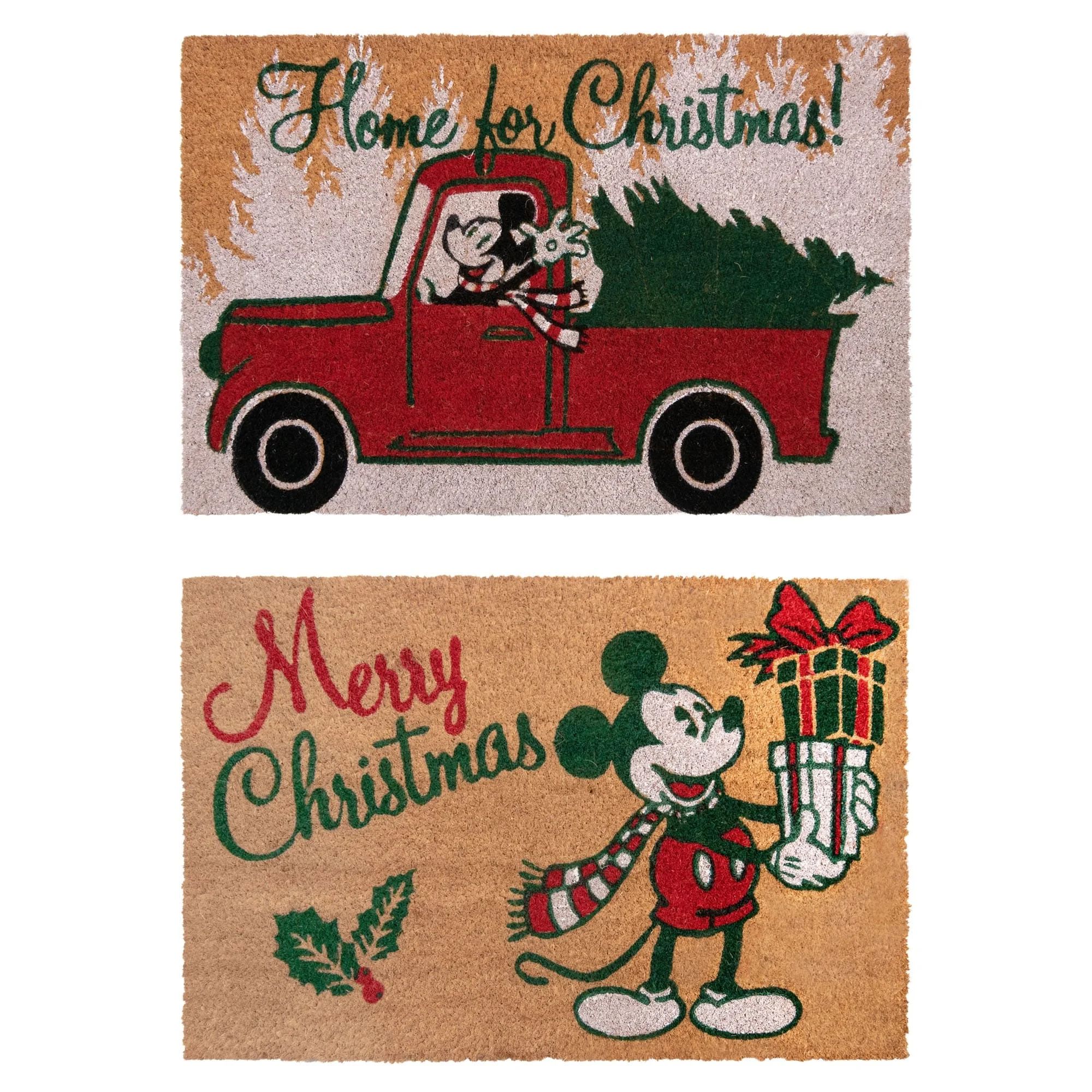 Disney Mickey Mouse Coir Christmas 2 Pack Front Door Mat, 20" x 34" | Walmart (US)