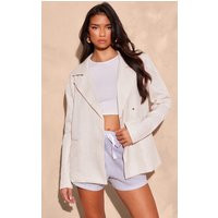 Cream Textured Linen Feel Oversized Blazer | PrettyLittleThing US