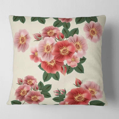 Vintage Red Roses - Traditional Printed Throw Pillow | Wayfair North America