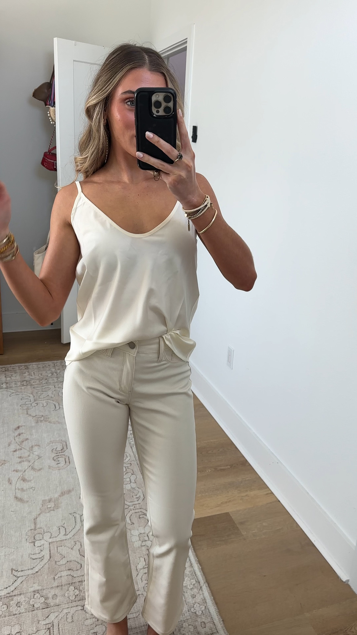 @thenolishop wearing size xs and the size 24 in the jeans. The most stunning pant of the season - meet the Aria Coated Jean. Designed with a sleek, slim bootcut and fitted through the hips and knee and flared at the hem. This denim fabric is comfortable yet structured with a leather-like look. Featuring a high-rise fit and tailored to pair with heels or flats, this piece is perfect from day to night. 

#LTKgrwm #LTKootd #LTKValentine