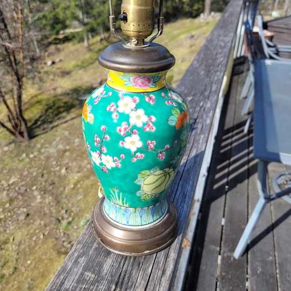 Asian Ginger Jar Lamp, Vintage Porcelain Table Lamp, Cloisonne Style, Brass, Asian Design, Enamal... | Etsy (US)