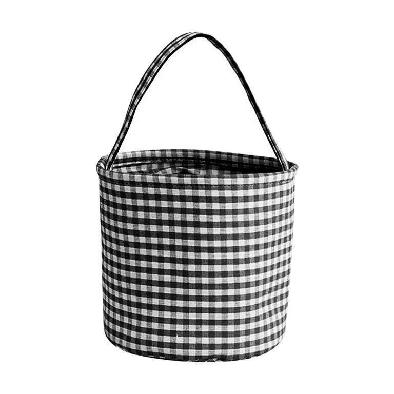 Vicbovo Halloween Gingham Tote Basket New Jute Canvas Bucket Halloween Decoration Gifts | Walmart (US)