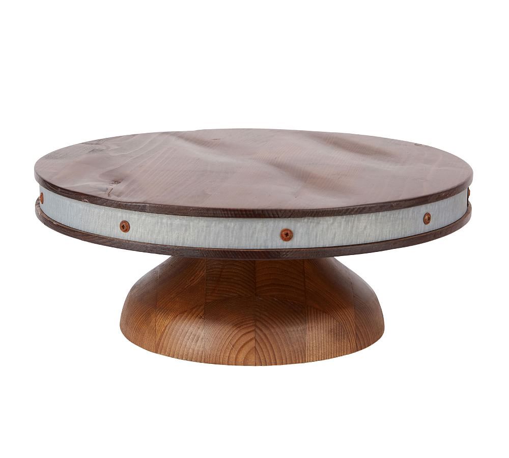 Reclaimed Wood Galvanized Metal Cake Stand | Pottery Barn (US)