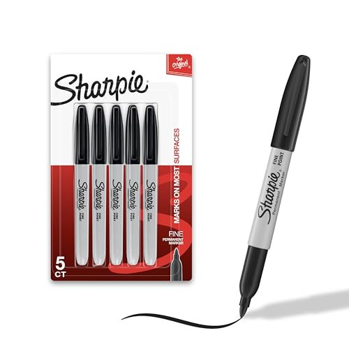 Sharpie Permanent Markers Set Quick Drying And Fade Resistant Fine Tip Marker For Wood Plastic Paper Metal And More Drawing Coloring And Poster Marker Black 5 Count | Amazon (US)
