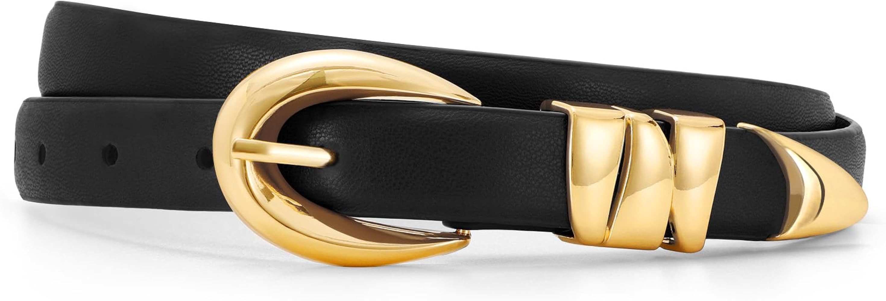 XZQTIVE Women's Leather Belt Fashion Ladies Belt with Gold Buckle for Jeans Dresses Pants Coats | Amazon (UK)