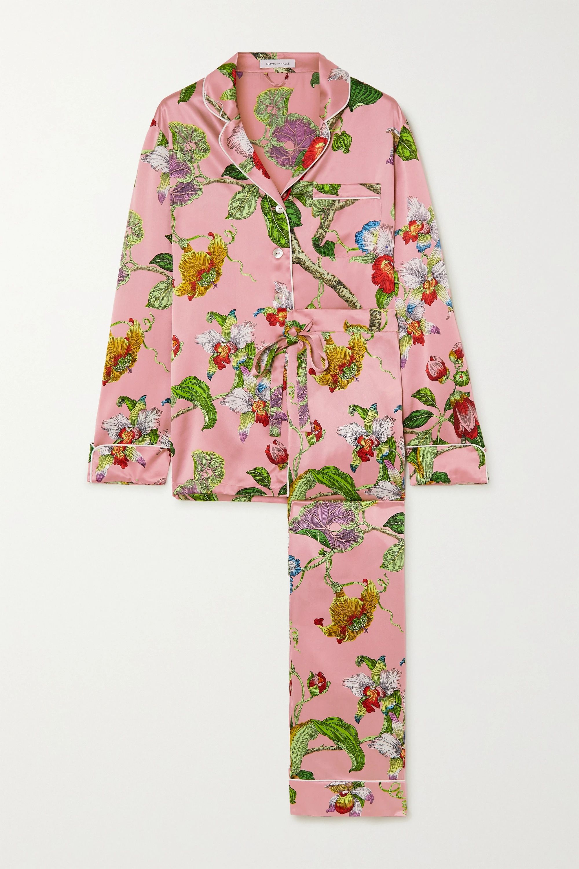 Olivia von HalleLila floral-print silk-satin pajama set | NET-A-PORTER (US)