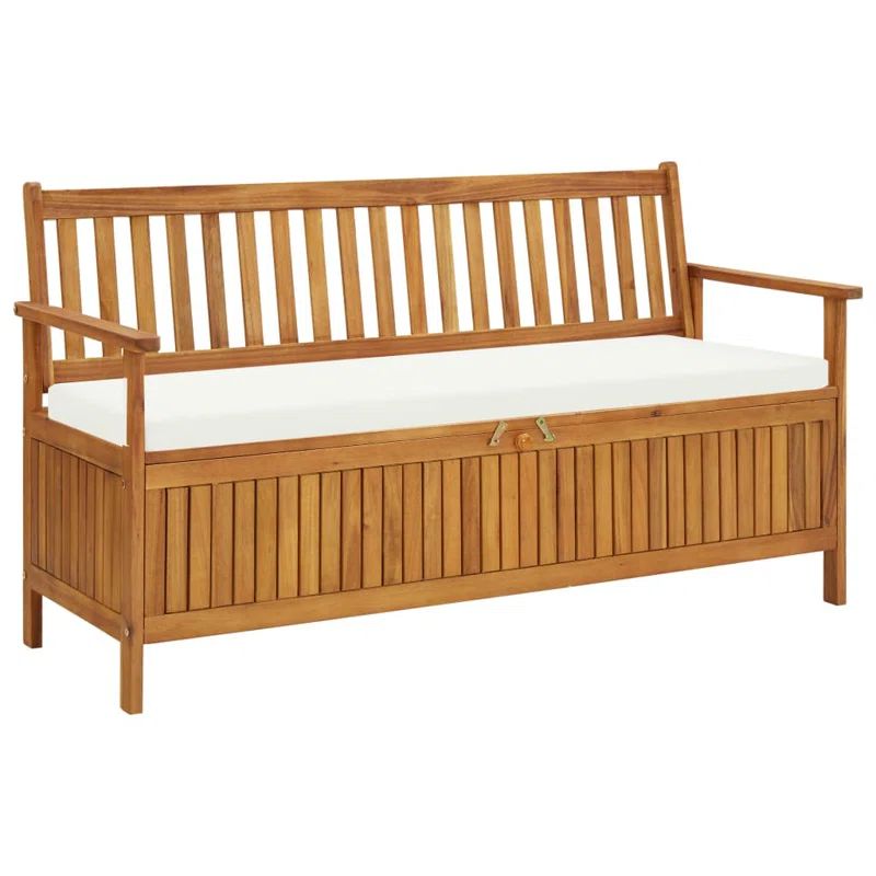 Storage Bench with Cushion 58.2" Solid Acacia Wood | Wayfair North America