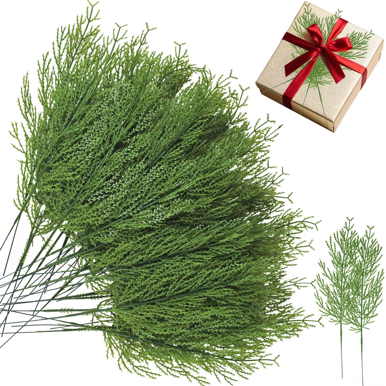 100 Pcs Artificial Pine Sprigs Green Faux Greenery Stems, Fake Christmas Pine Leaves Picks Small ... | Amazon (US)