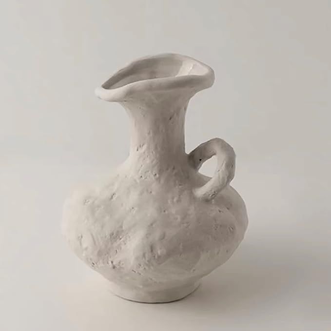 Neutral White Ceramic Vase - Flower Vase Wabi Sabi Style for Home Decor, Fit for Living Room Bedr... | Amazon (US)