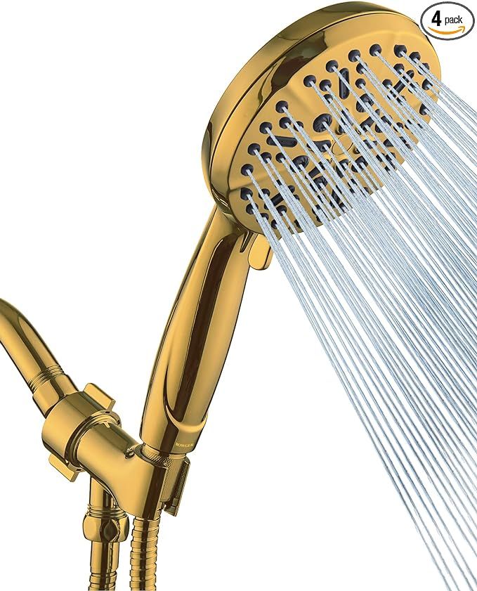 Gold Shower Head with Handheld High Pressure – The High Flow Rain Showerhead with Extra Long 6 ... | Amazon (US)