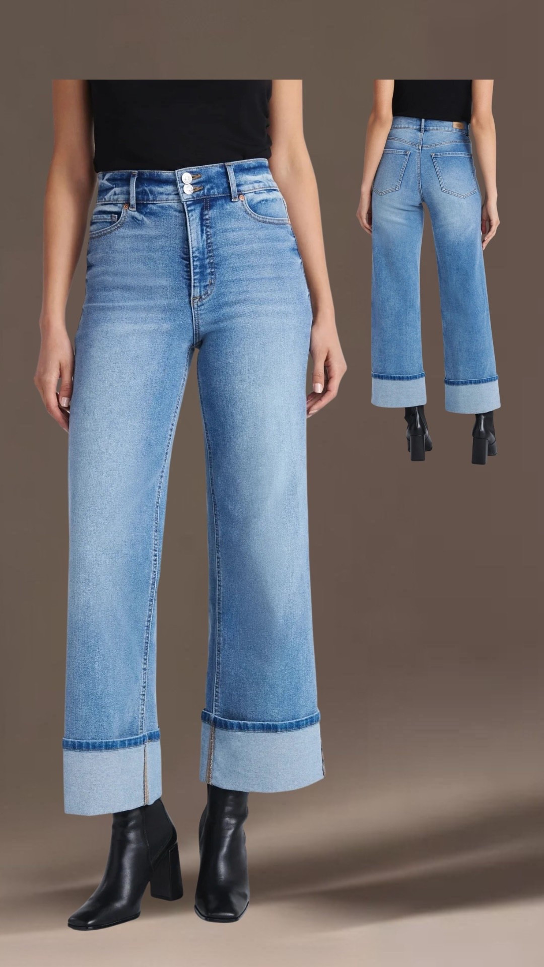 Walmart wide leg cropped high rise jean - US ONLY

These are $28!!

Fit: Wide leg; slightly cropped
Rise and Inseam: Super high-rise; approx. 27” inseam
Closure: Double button closure; zip fly
Pockets: 5 pockets hold essentials
Features: Belt loops; cuffed design
What makes it great: The cuffed hem adds cool style to any look while also sharing the spotlight with your favorite shoes.

#LTKStyleTip #LTKFindsUnder50 #LTKOver40