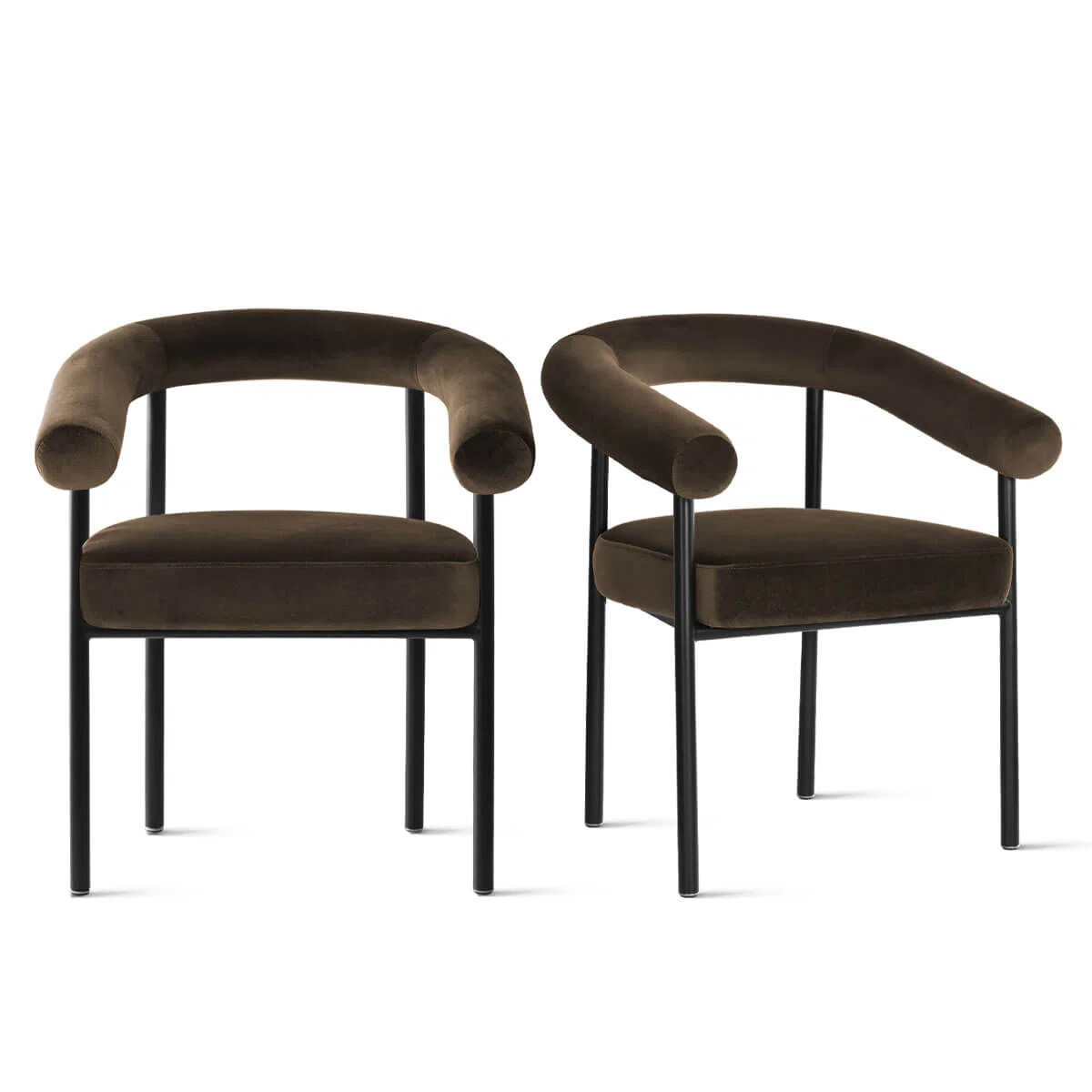 Modern Upholstered Dining Chair with Curved Arms (Set of 2) | Wayfair North America