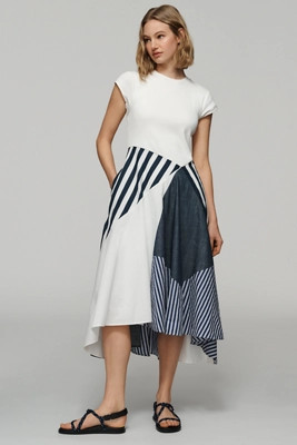 Maeve Twofer Patchwork Midi Dress | Anthropologie (US)
