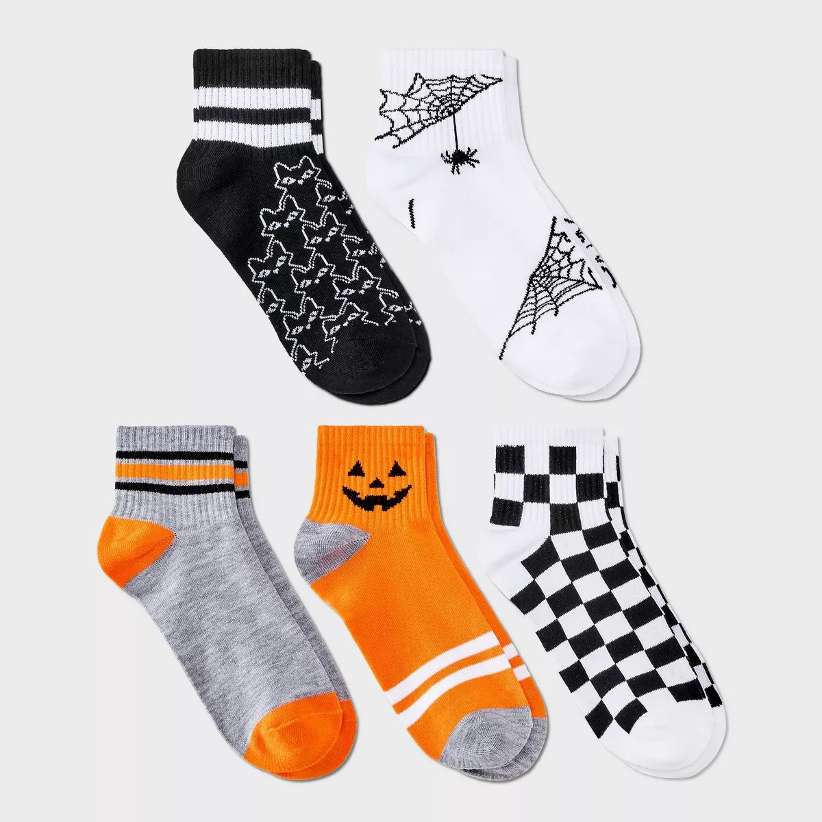 Women's Trick-or-Treat Sporty Halloween Ribbed 5pk Ankle Socks - Hyde & EEK! Boutique™ Orange/B... | Target