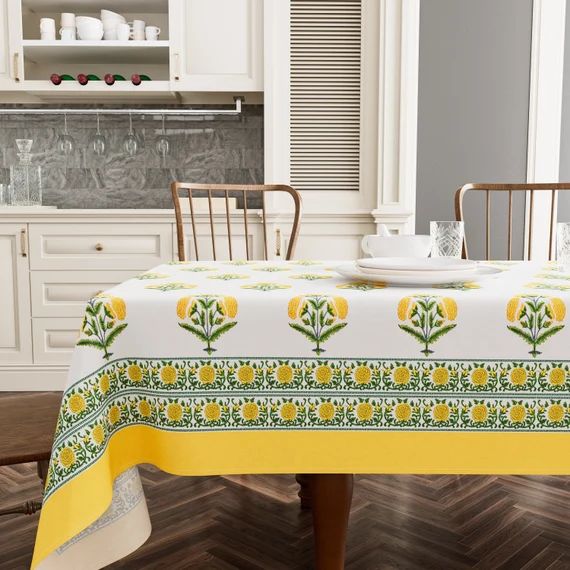 Rectangle Yellow Marigold Tablecloth for Kitchen Dining | Etsy | Etsy (US)