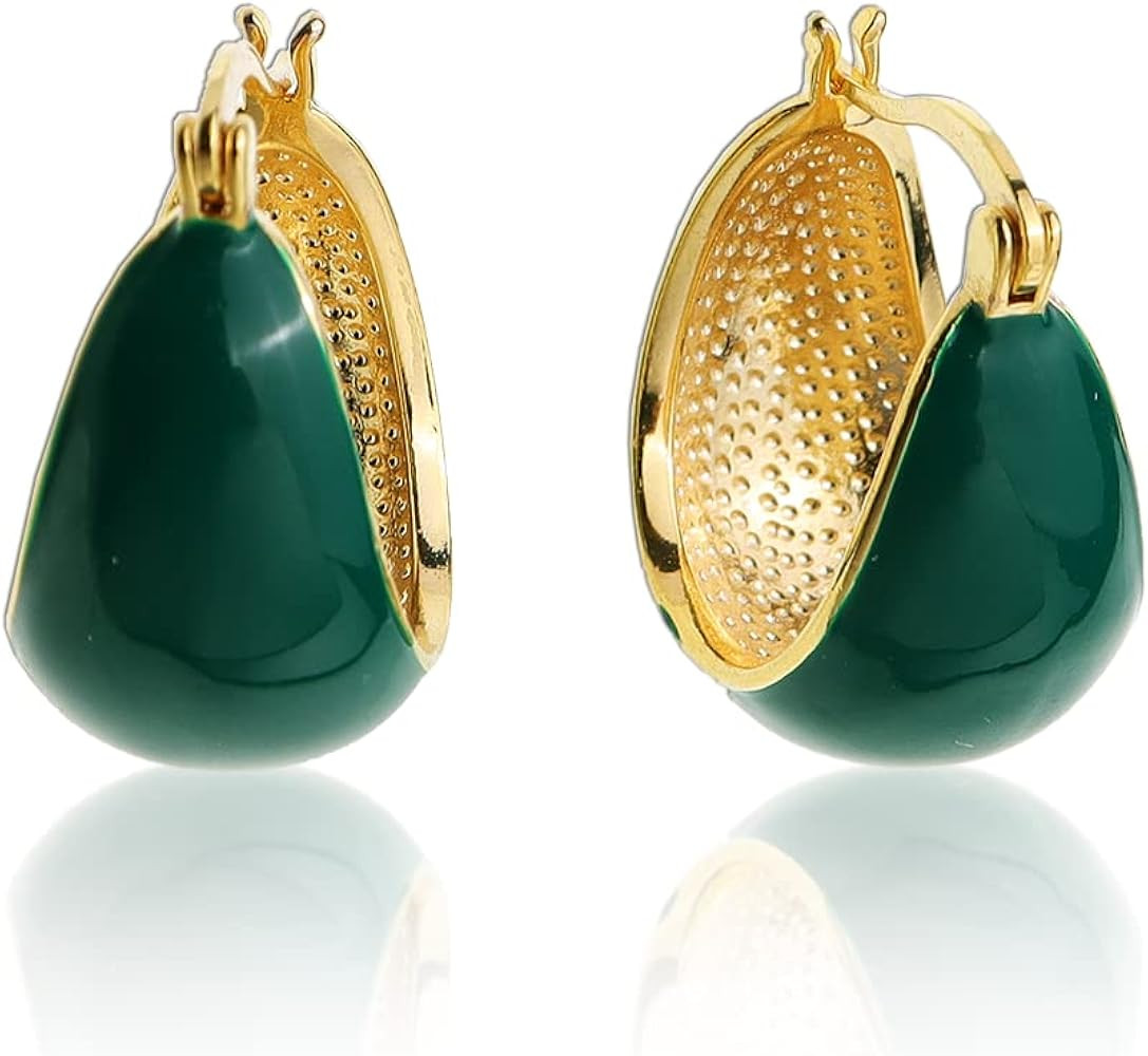 Sonateomber Thick Chunky Huggie Hoop Earrings for Women Girls – Statement Vintage Gold Pated Cu... | Amazon (US)