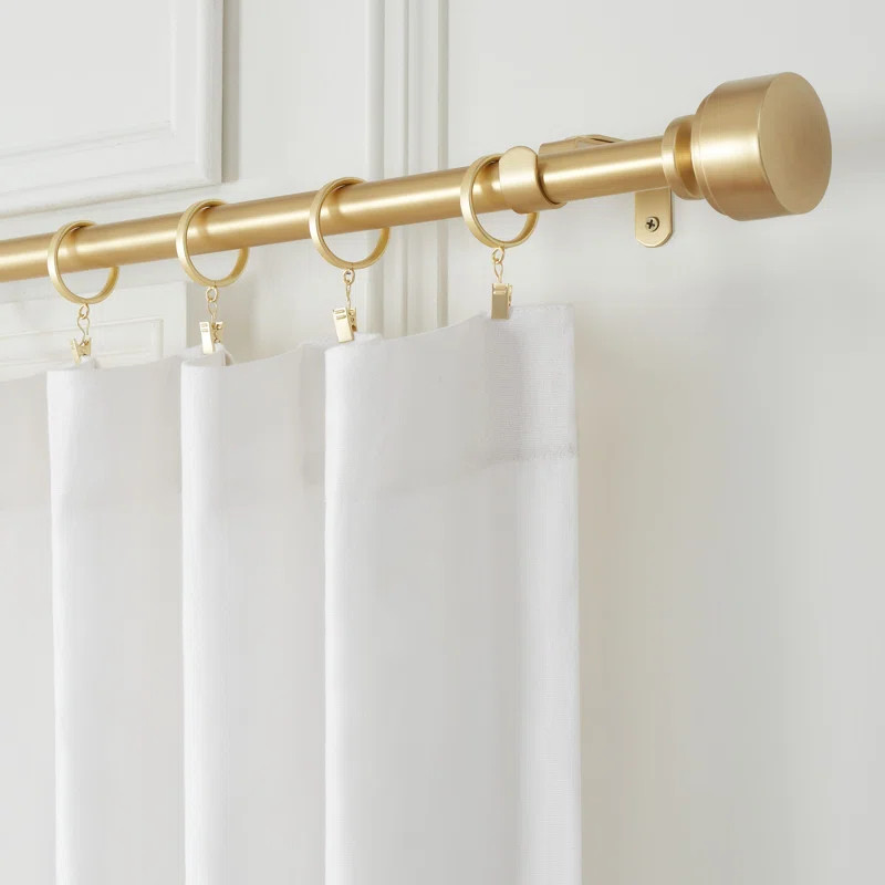 Mode Premium Collection 1 1/8 in Diameter Single Curtain Rod Set with Modern Doorknob Finials | Wayfair North America