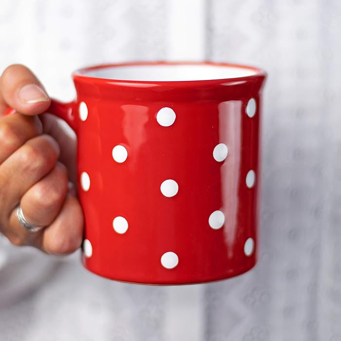 City to Cottage Handmade Red and White Polka Dot Ceramic Extra Large 17.5oz/500ml | Hot Chocolate... | Amazon (US)