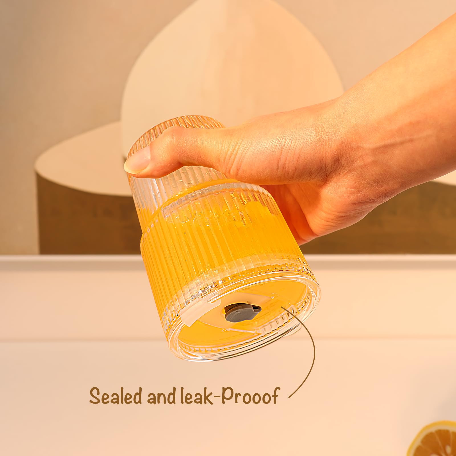 Ribbed Glass Tumbler with Lids and Straws, Vintage Clear Glass cups, Large capacity, Unbreakable,... | Amazon (US)