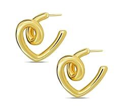 Yowivon Gold Hoop Earrings for Women Trendy, 14K Plated Teardrop Huggie Hoops Earring, Thick Ligh... | Amazon (US)