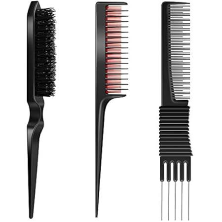 3 Pieces Hair Styling Comb Set, Includes Hair Brush Teasing Fluffy Hair Brush, Rat Tail Comb Teasing | Amazon (US)