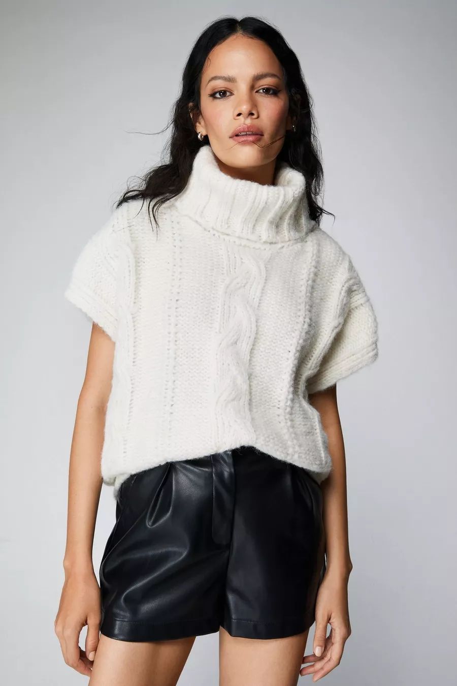 Cable Knit Funnel Neck Sweater Vest | Nasty Gal US