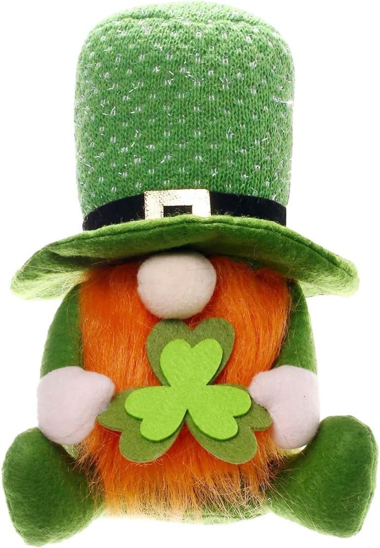 St.Patrick's Day Gnome Plush Doll Green Irish Handmade Swedish Shamrock Gnome for Dwarf Gift Home... | Amazon (US)