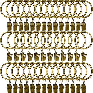 AMZSEVEN 40 Pack Metal Curtain Rings , Drapery Clips Hooks, Decorative Curtain Rod Clips Hangers ... | Amazon (US)