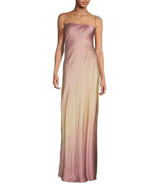 Ombre Print Square Neck Sleeveless Satin Slip Maxi Dress | Dillard's