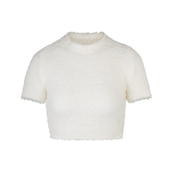 COZY KNIT CROPPED T-SHIRT | BONE | SKIMS (US)