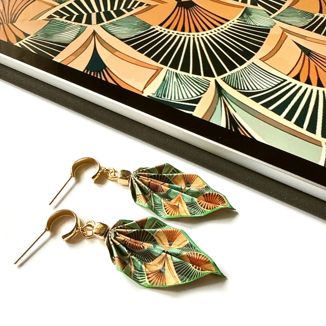 Origami Leaf Earrings : Handmade Paper Jewelry, Lightweight Paper Gift | Etsy (US)