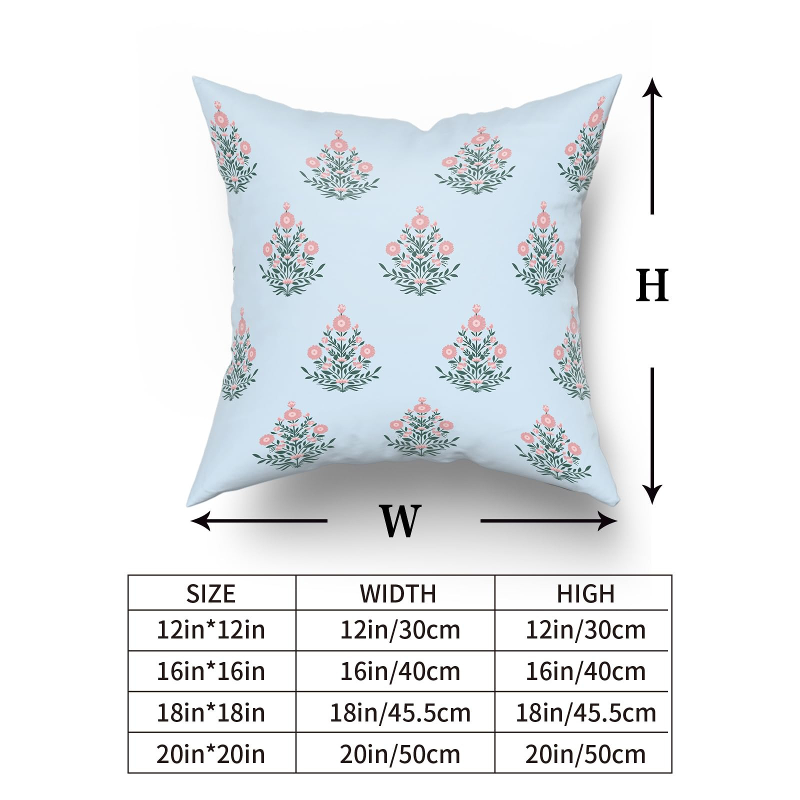 Giwawa Baby Blue Pink Floral Pillow Covers 18x18 Inch Set of 2 Pink Green Flower Leaves Print Dec... | Amazon (US)