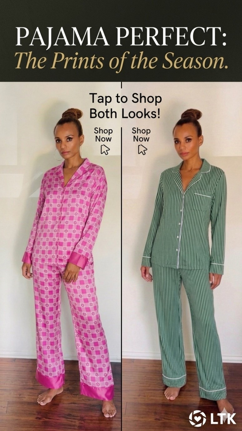 Pajama Perfect: Spring Prints
Elevate your loungewear with these two must-have sets! Whether you're feeling the bold pink floral checkerboard or the classic green pinstripe, these silky-soft pajamas bring the perfect blend of comfort and style to your morning routine.
• Look 1: Vibrant pink checkered print with floral accents and satin trim.
• Look 2: Sophisticated forest green vertical stripes with crisp white piping.
• Fit: Relaxed, breathable, and perfectly chic for weekend lounging.
Tap the link in my bio to shop both looks!
#LTK #LTKhome #PajamaStyle #Loungewear #Sleepwear #SpringStyle #CozyVibes #Nightwear #PJsAllDay #StyleInspo

#LTKootd #LTKgrwm #LTKMothersDay