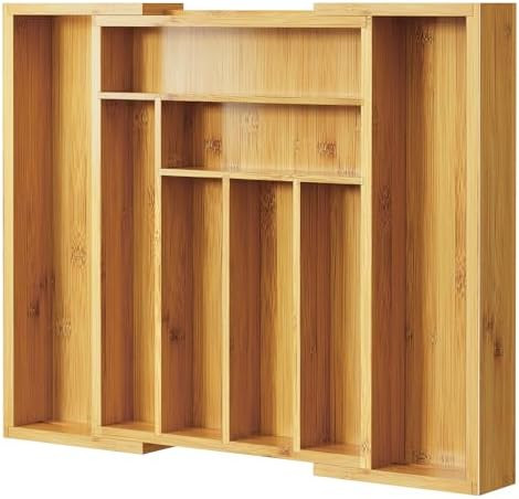 Pipishell Bamboo Silverware Organizer, Expandable Cutlery Tray, Utensil Drawer Organizer in Kitch... | Amazon (US)