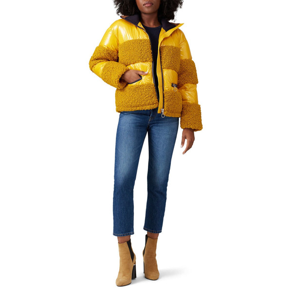 Sosken Faux Sherpa June Puffer Jacket yellow | Rent the Runway
