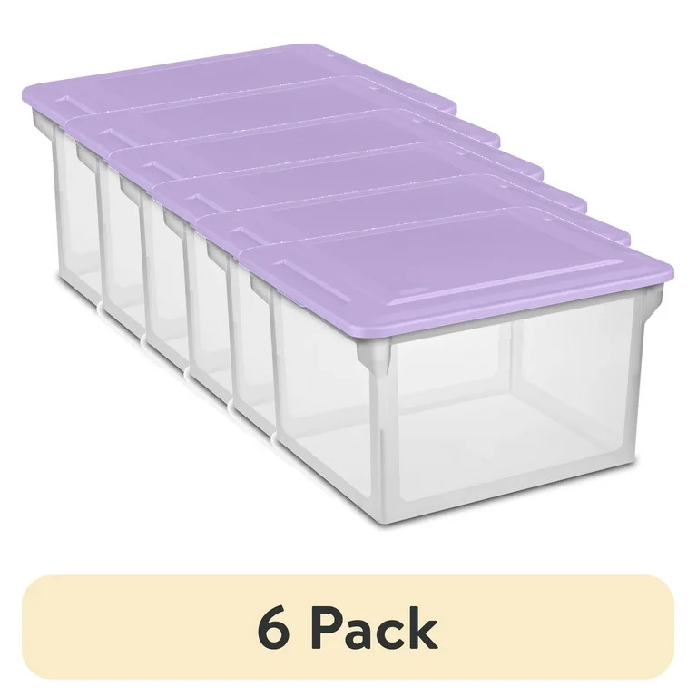 (6 pack) Sterilite File Box Plastic, Lavender Sky | Walmart (US)
