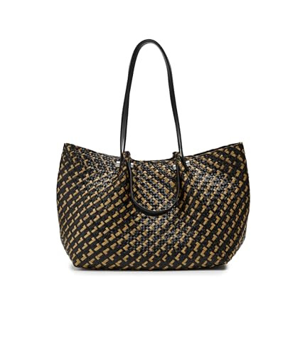 AllSaints Women's Handbags Allington Straw Tote Black/Natural | Amazon (US)