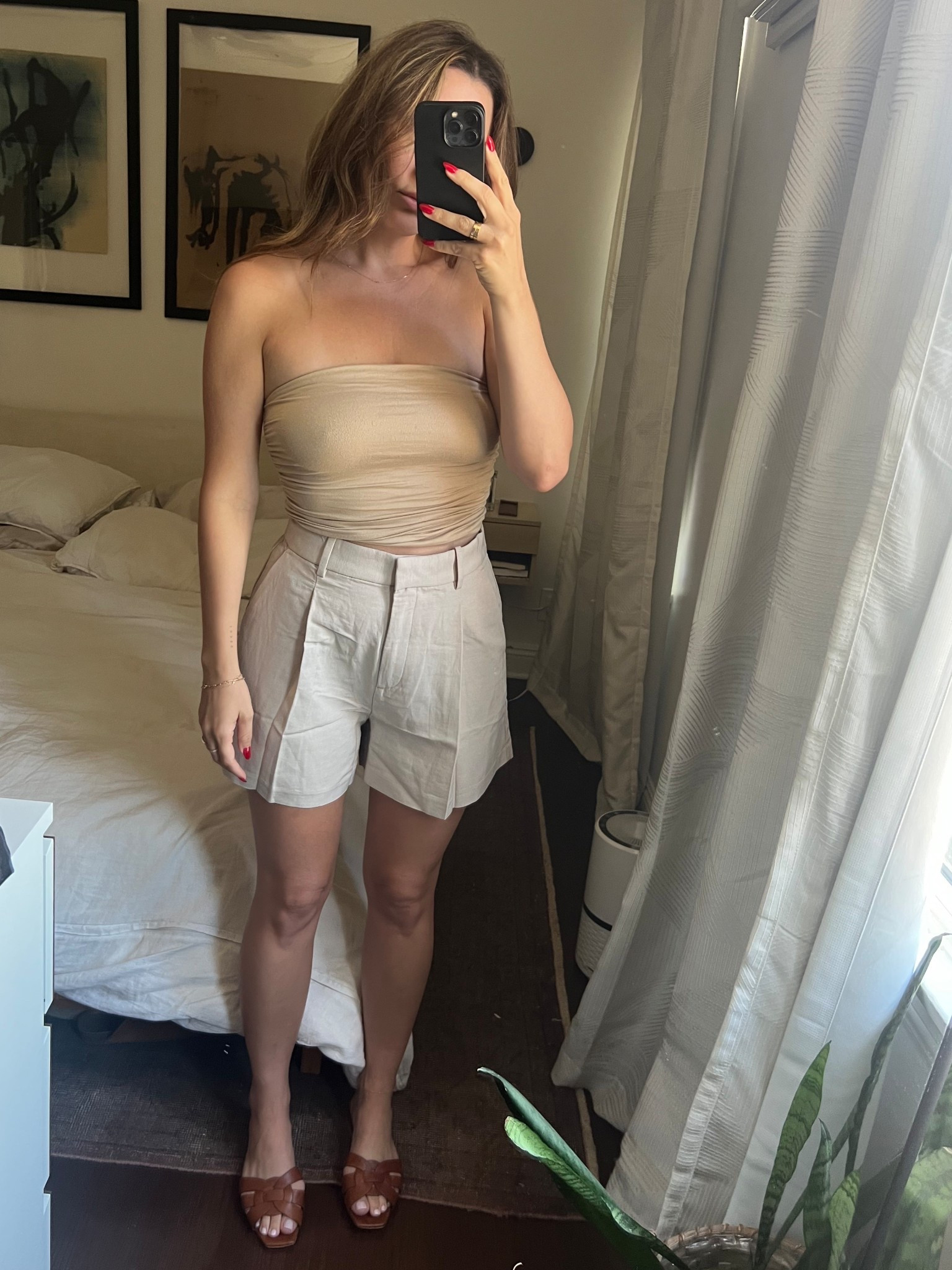 H&M Tan Tube Top ON SALE + H&M Tan High Wasited Linen Dress Shorts ON SALE + YSL Brown Tribute Sandals - Summer Date Night 

#LTKSaleAlert #LTKFindsUnder50 #LTKFindsUnder100