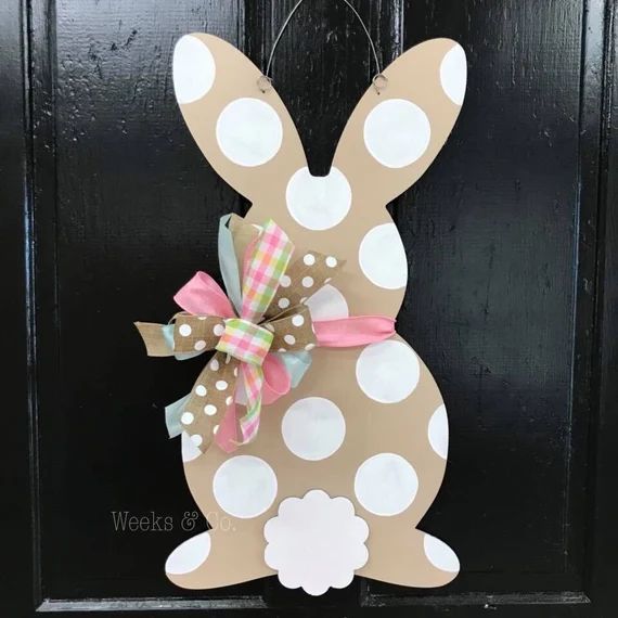 Easter Bunny Rabbit Door Hanger Spring Front Door Cottontail | Etsy | Etsy (US)