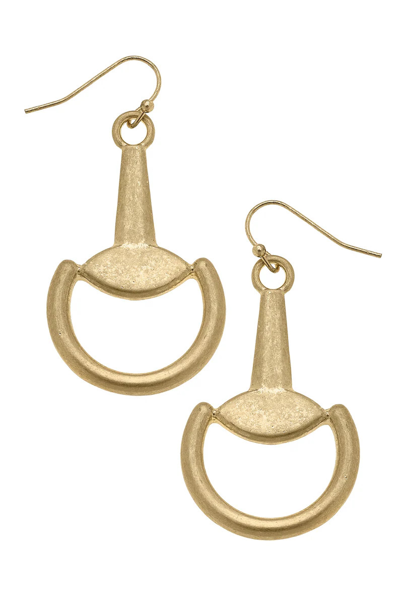 Juniper Horsebit Drop Earrings in Shiny Gold | CANVAS